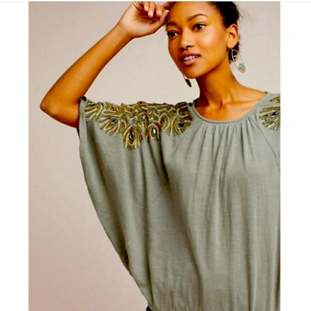 Vanessa Virginia beaded blouse sold by Anthropologie Gently Loved